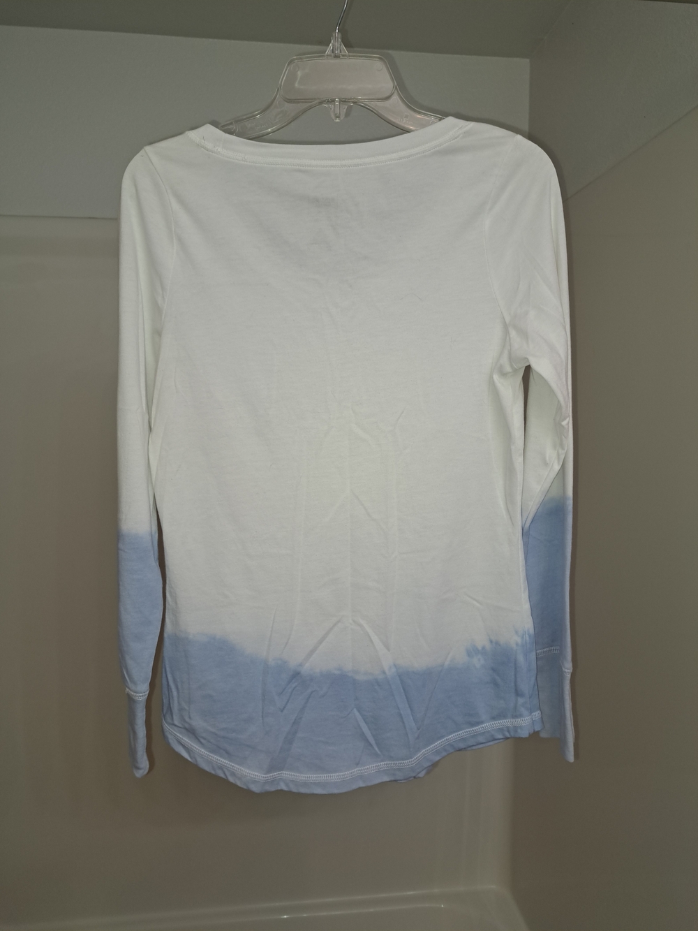 Mossimo Supply Co. White to Light Blue Dip-Dye Long Sleeve Tee - Picture 2 of 3